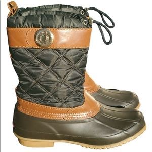 Tommy Hilfiger Arcadia women’s quilted snow duck boots dark green